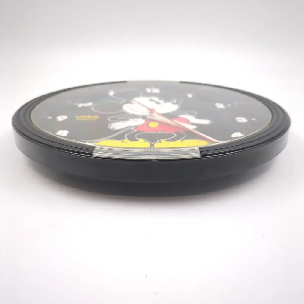 Vintage Lorus Quartz Disney Mickey Mouse Wall Desk Clock Black 1980s 90s Working